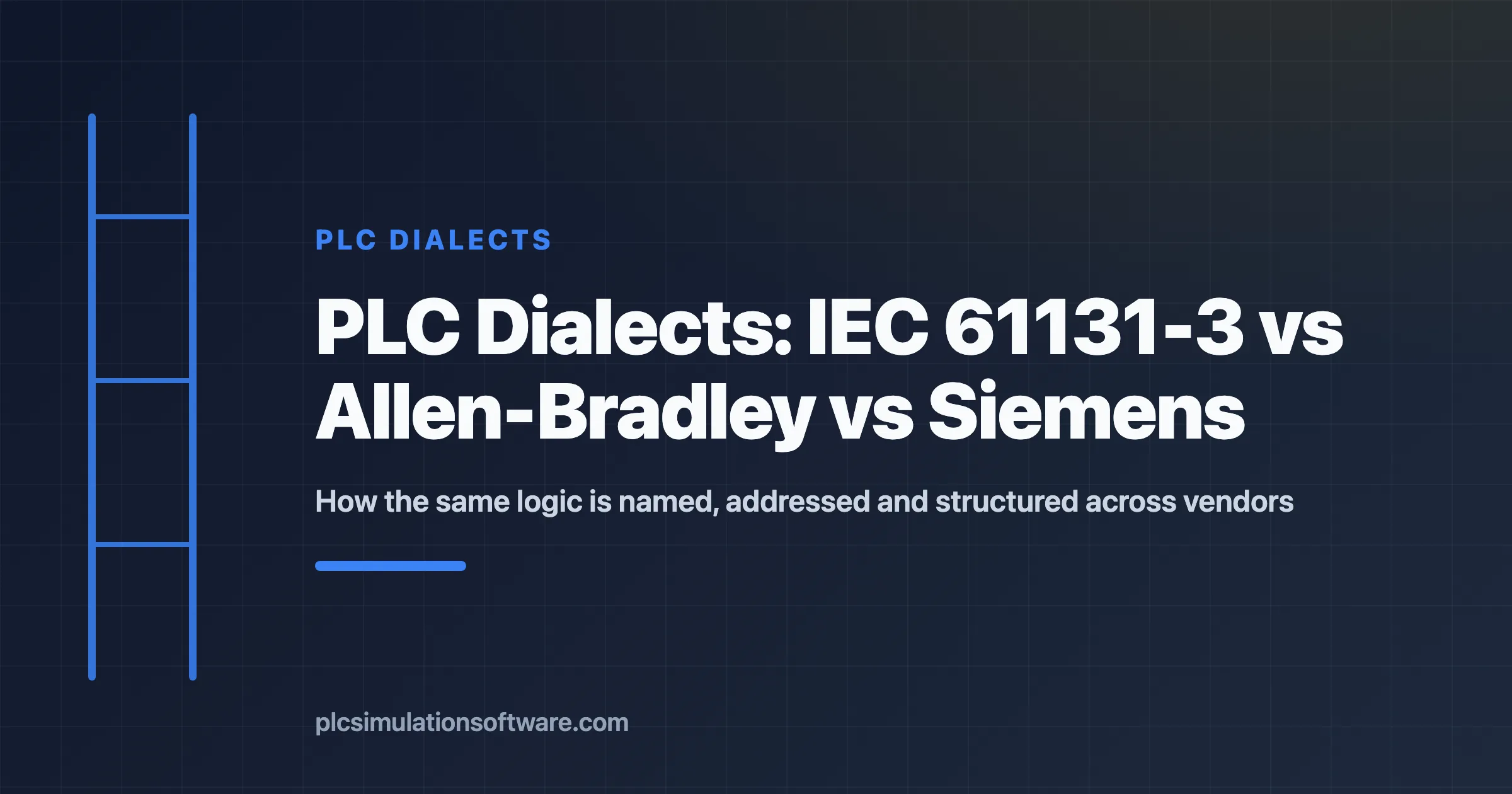 PLC dialects compared — IEC 61131-3 vs Allen-Bradley vs Siemens naming, addressing and syntax